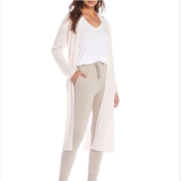 Van Winkle Pink Long Sleeve Knit Coordinating Lounge Duster Cashmere Cardigan - Picture 1 of 4